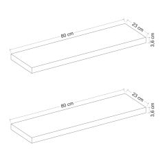 Minar Gizli Tutuculu 2'li Duvar Rafı 80 cm - M.Siyah
