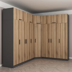 Minar Kale 8 Kapaklı 4 Ç Köşe Dolap + Yüklük Antrasit Dore