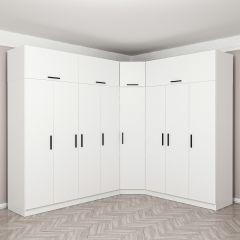 Minar Kale 8 Kapaklı 4 Ç Köşe Dolap + Yüklük Beyaz