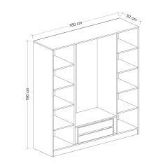 Minar Kale Country 4 Kapak Aynalı 2 Ç Zincir Dolap - E.Beyaz