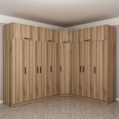 Minar Kale 8 Kapaklı 4 Ç Köşe Dolap + Yüklük Dore