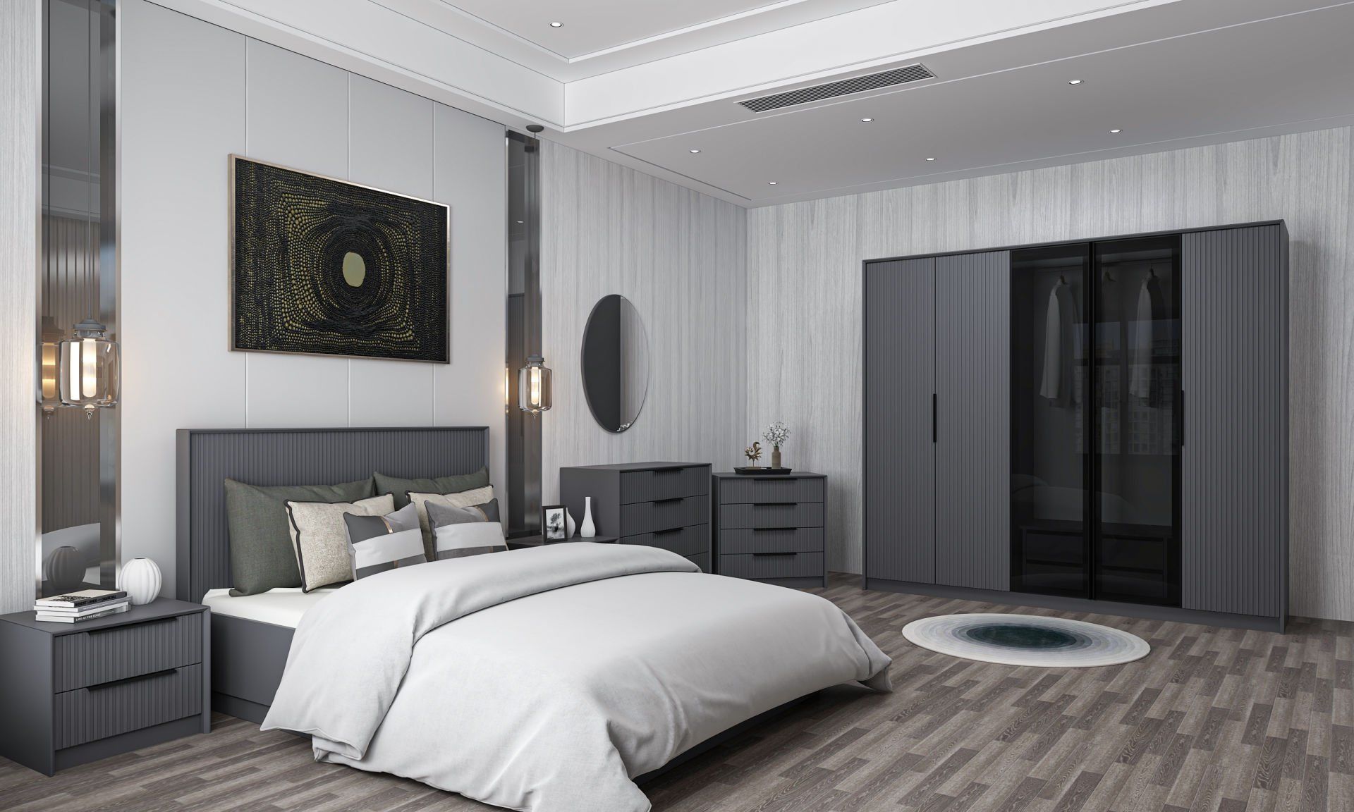 Kale Luxe Yatak Odası Takımı - Antrasit Set 4