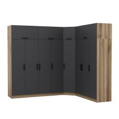 Minar Kale 8 Kapaklı 4 Ç Köşe Dolap + Yüklük Dore Antrasit