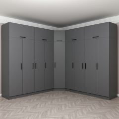 Minar Kale 9 Kapaklı 4 Ç Köşe Dolap + Yüklük Antrasit