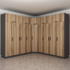 Minar Kale 9 Kapaklı 4 Ç Köşe Dolap + Yüklük Antrasit Dore