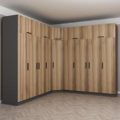 Minar Kale 9 Kapaklı 4 Ç Köşe Dolap + Yüklük Antrasit Dore