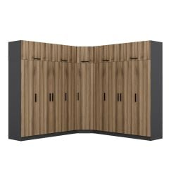 Minar Kale 9 Kapaklı 4 Ç Köşe Dolap + Yüklük Antrasit Dore