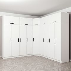 Minar Kale 9 Kapaklı 4 Ç Köşe Dolap + Yüklük Beyaz