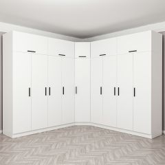 Minar Kale 9 Kapaklı 4 Ç Köşe Dolap + Yüklük Beyaz