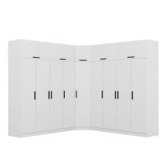 Minar Kale 9 Kapaklı 4 Ç Köşe Dolap + Yüklük Beyaz