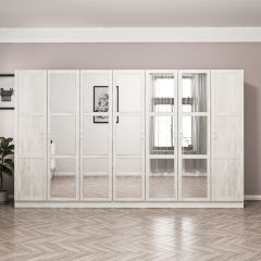 Minar Kale Country 7 Kapak Aynalı 4 Ç Zincir Dolap - E.Beyaz