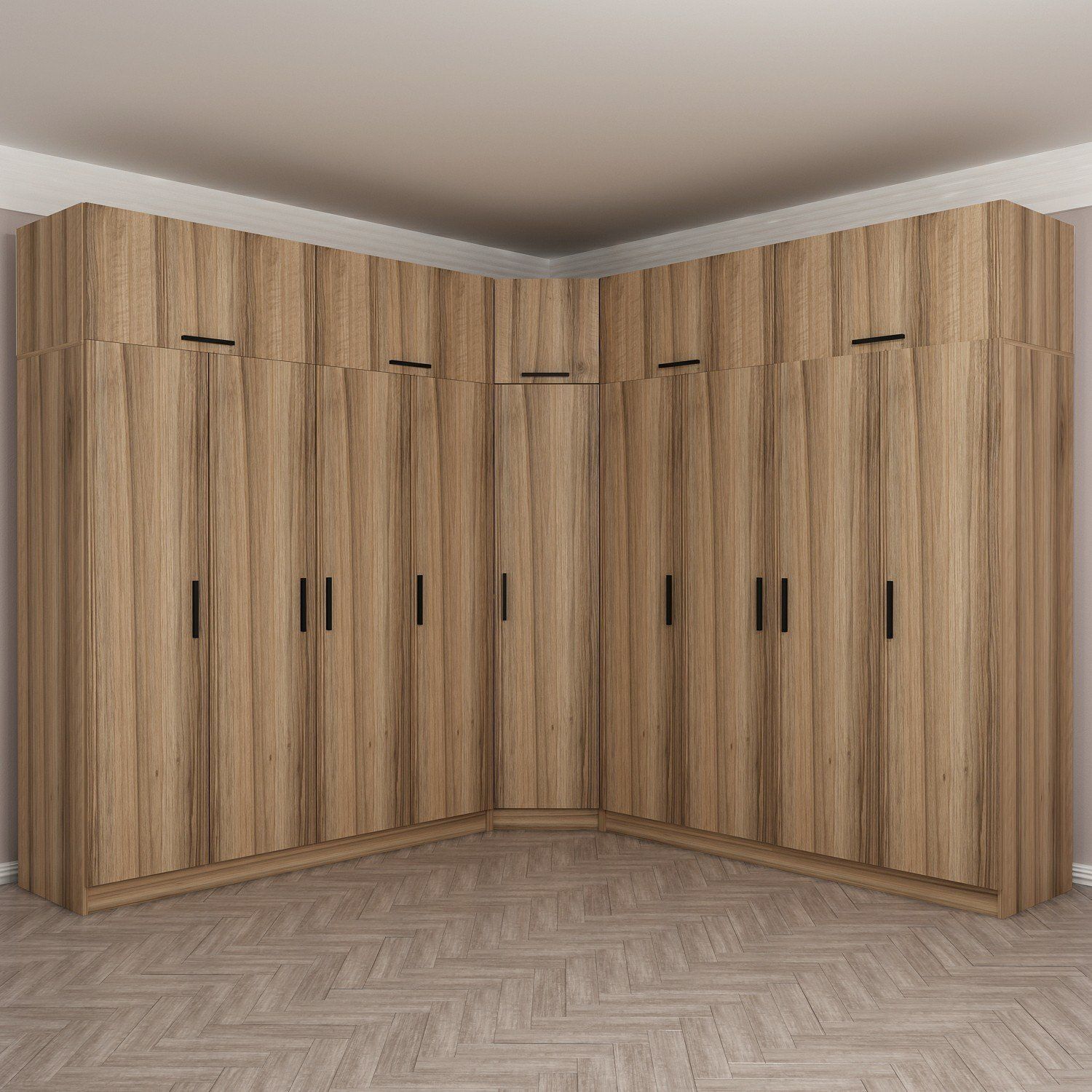 Minar Kale 9 Kapaklı 4 Ç Köşe Dolap + Yüklük Dore