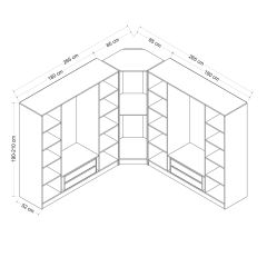 Minar Kale 9 Kapaklı 4 Ç Köşe Dolap Antrasit Dore