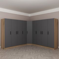 Minar Kale 9 Kapaklı 4 Ç Köşe Dolap Dore Antrasit