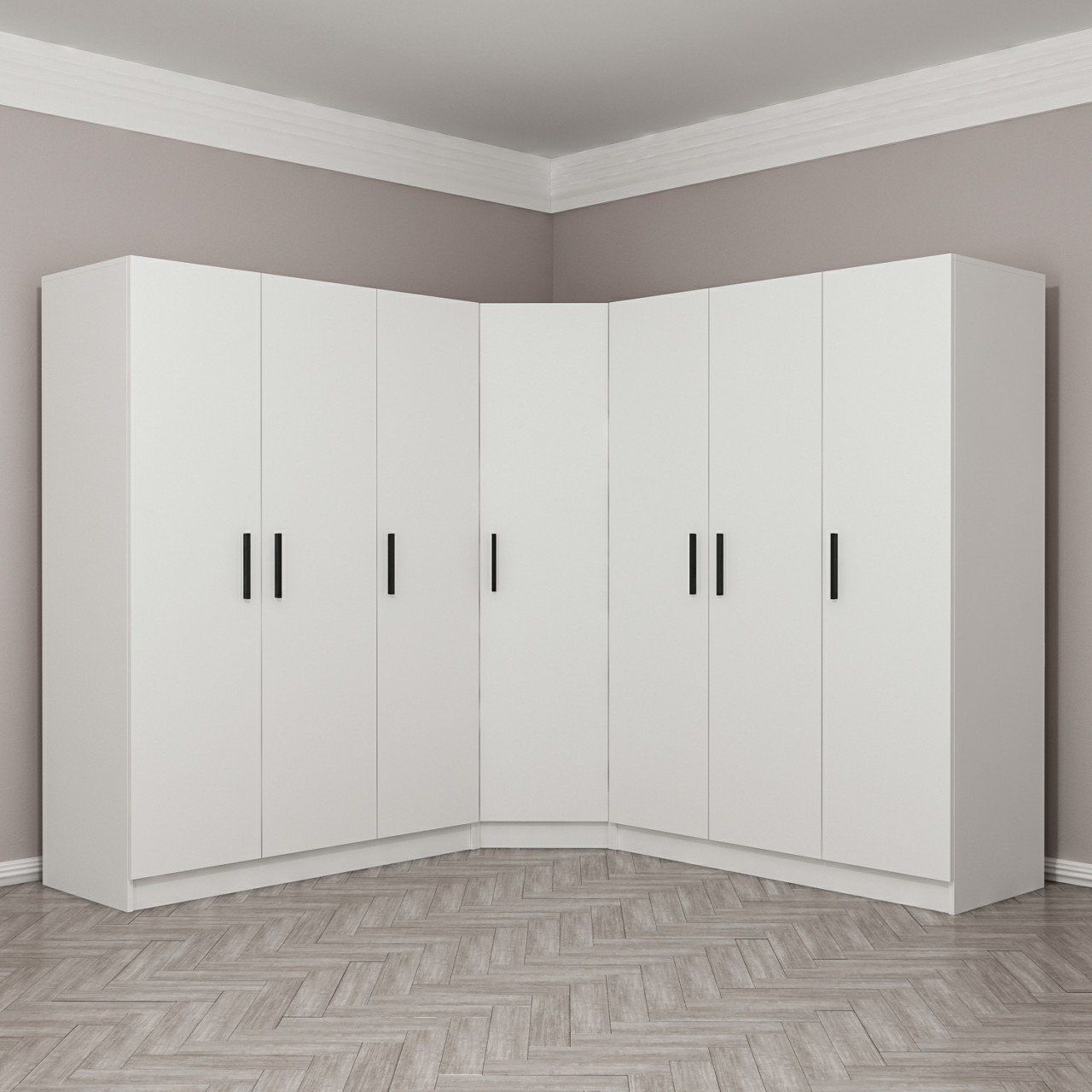 Kale 7 Kapak 4Ç Köşe Zincir Dolap - Beyaz