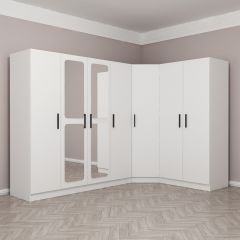 Kale 7 Kapaklı Aynalı 2Ç Köşe Dolap - Beyaz