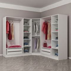 Kale 7 Kapaklı Aynalı 4Ç Köşe Dolap - Beyaz