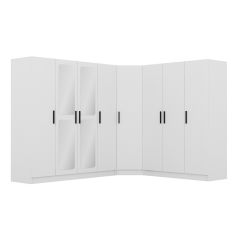 Kale 8 Kapaklı Aynalı 4Ç Köşe Dolap - Beyaz
