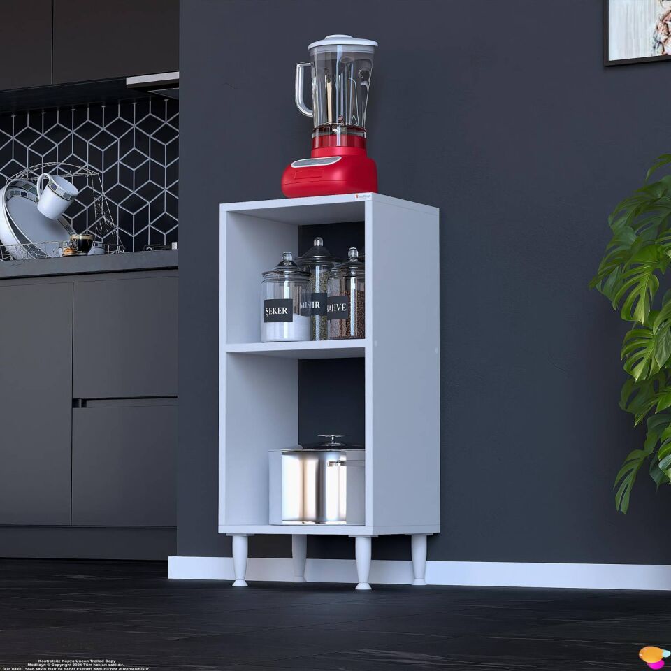 Vira Çok Amaçlı Mutfak Standı 40x87x32 cm Kahve Köşesi Düzenleyici Raf Açık Kiler