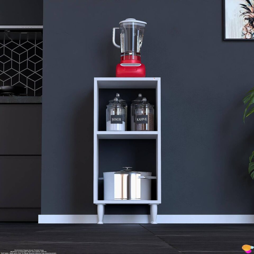 Vira Çok Amaçlı Mutfak Standı 40x87x32 cm Kahve Köşesi Düzenleyici Raf Açık Kiler
