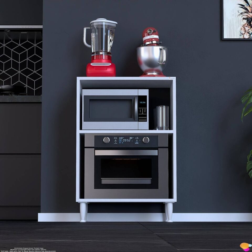 Vira Mikrodalga Fırın Standı 55x87x32 cm Çok Amaçlı Mutfak Rafı Kahve Köşesi Düzenleyici