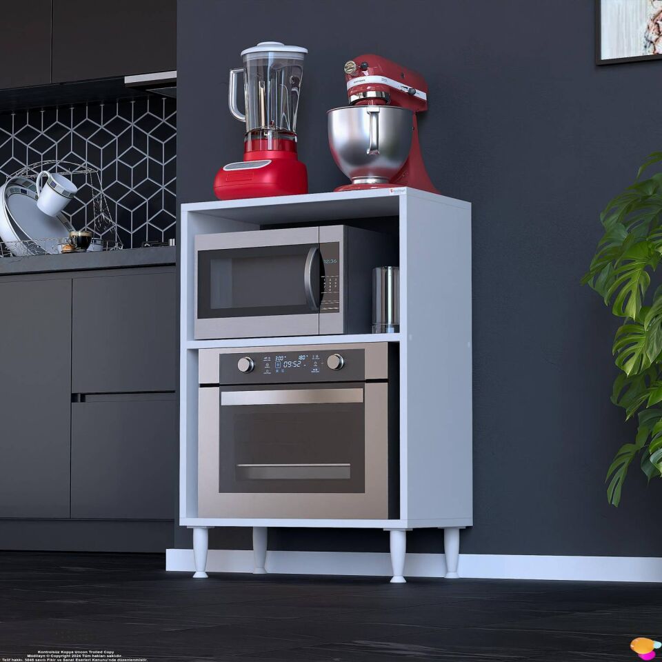 Vira Mikrodalga Fırın Standı 60x87x32 cm Çok Amaçlı Mutfak Rafı Kahve Köşesi Düzenleyici