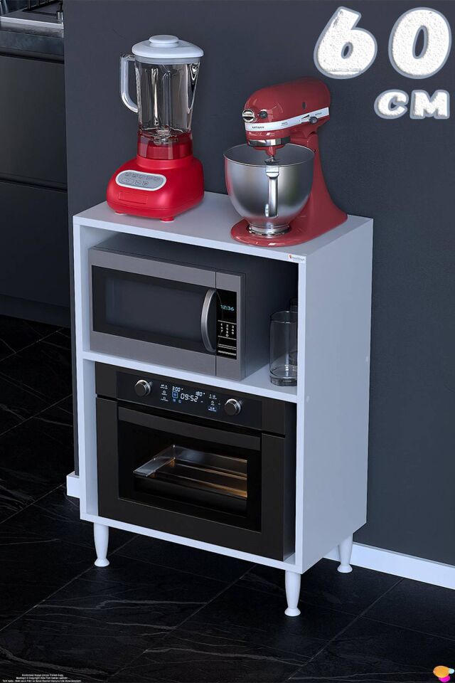 Vira Mikrodalga Fırın Standı 60x87x32 cm Çok Amaçlı Mutfak Rafı Kahve Köşesi Düzenleyici