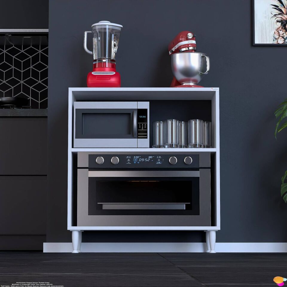 Vira Mikrodalga Fırın Standı 70x87x32 cm Çok Amaçlı Mutfak Rafı Kahve Köşesi Düzenleyici