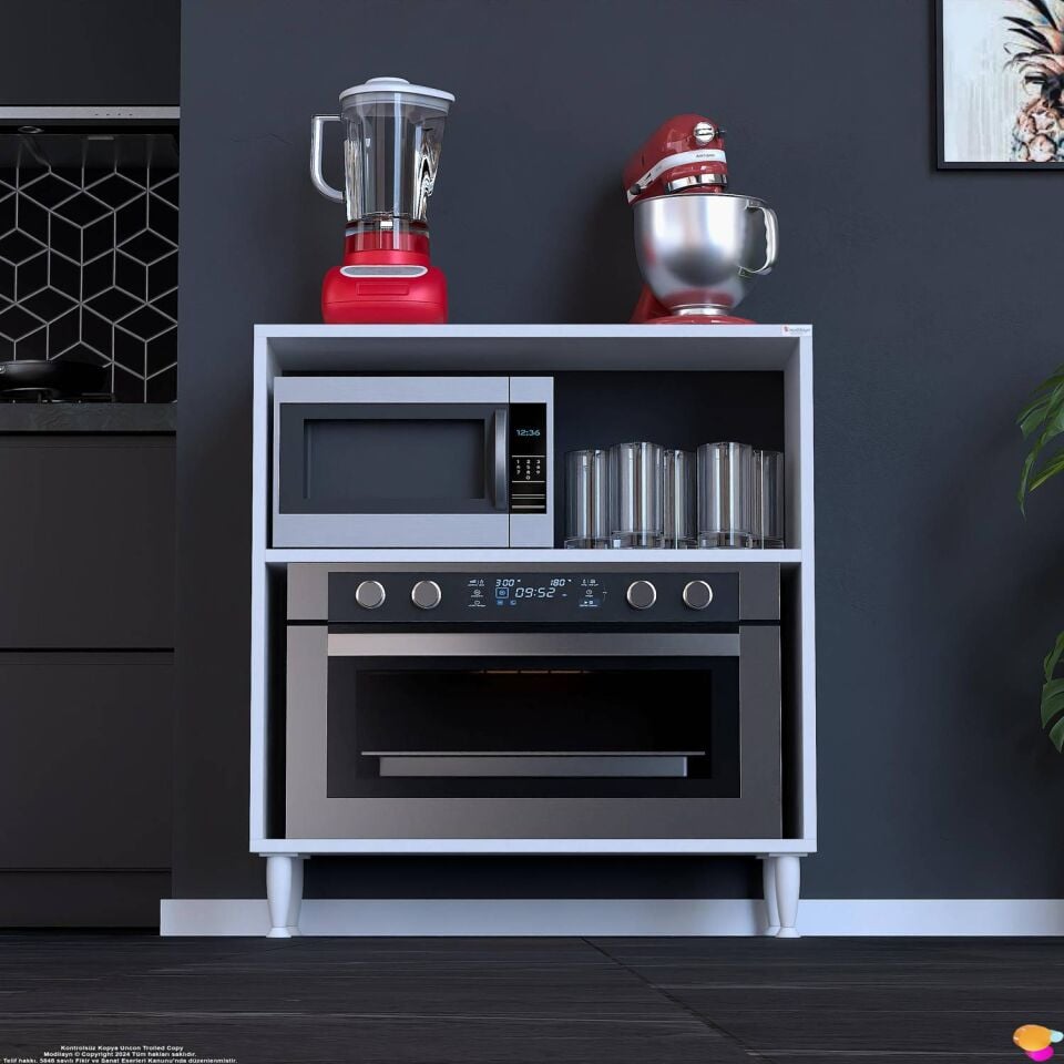 Vira Mikrodalga Fırın Standı 85x87x32 cm Çok Amaçlı Mutfak Rafı Kahve Köşesi Düzenleyici