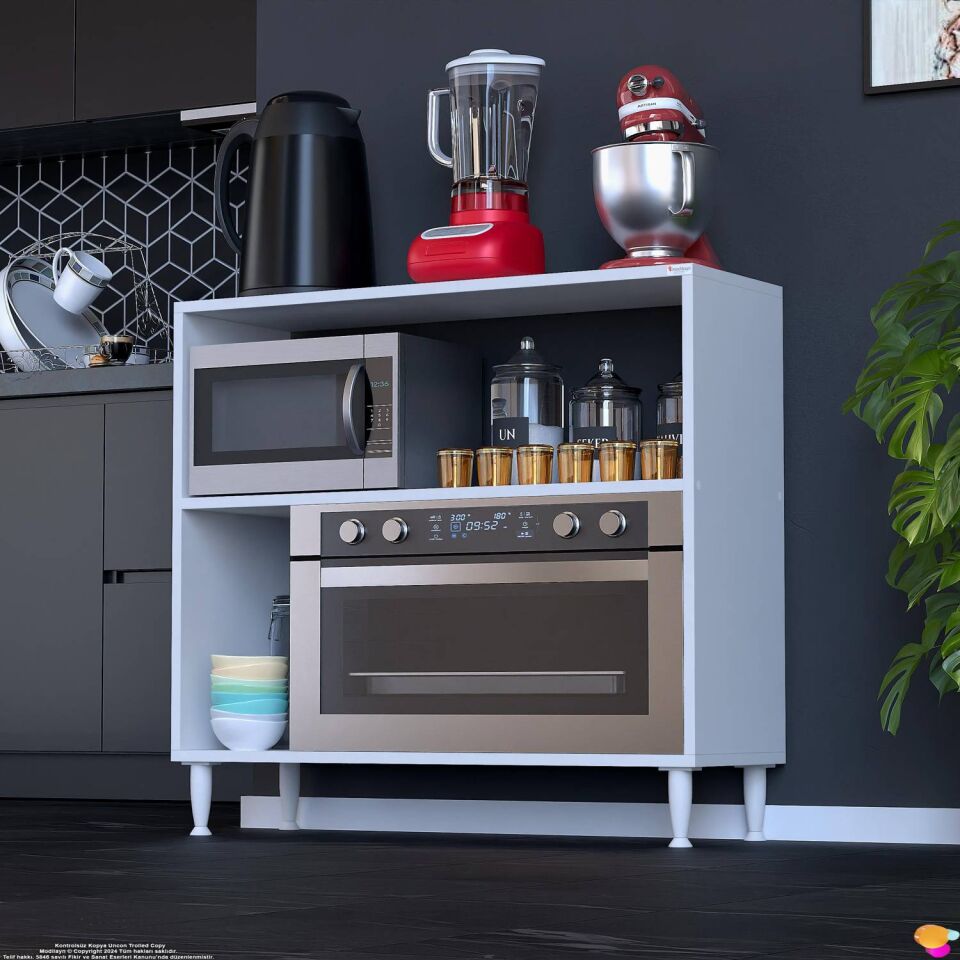 Vira Mikrodalga Fırın Standı 90x87x32 cm Çok Amaçlı Mutfak Rafı Kahve Köşesi Düzenleyici
