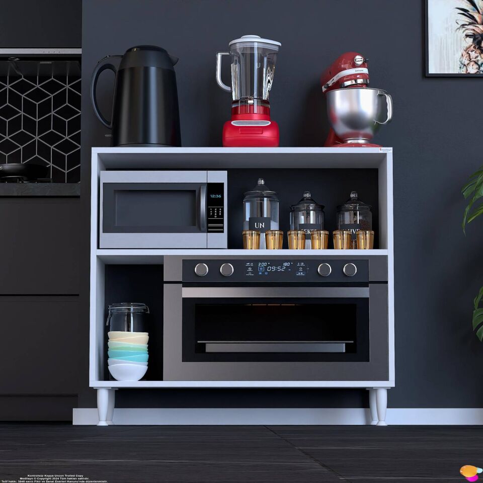 Vira Mikrodalga Fırın Standı 90x87x32 cm Çok Amaçlı Mutfak Rafı Kahve Köşesi Düzenleyici
