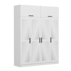 Kale 4 Kapaklı Aynalı Zincir Dolap-Yüklük - Beyaz