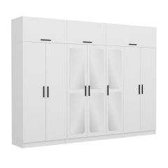 Kale 7 Kapaklı Aynalı Zincir Dolap-Yüklük - Beyaz