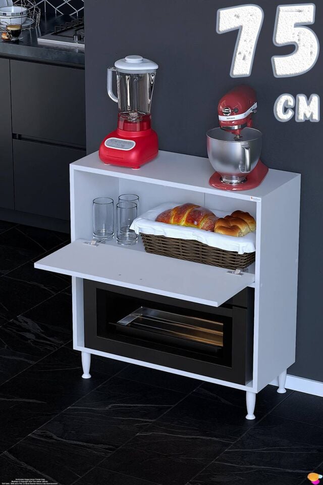Nova Çok Amaçlı Mutfak Modülü 75x87x32 cm Fırın Dolabı Ekmeklik ve Mutfak Düzenleyici