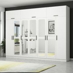 Kale 7 Kapaklı Aynalı Zincir Dolap-Yüklük - Beyaz