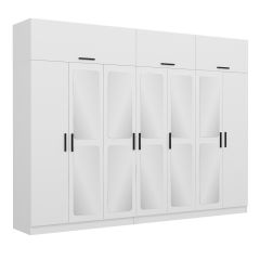 Kale 7 Kapaklı Aynalı Zincir Dolap-Yüklük - Beyaz