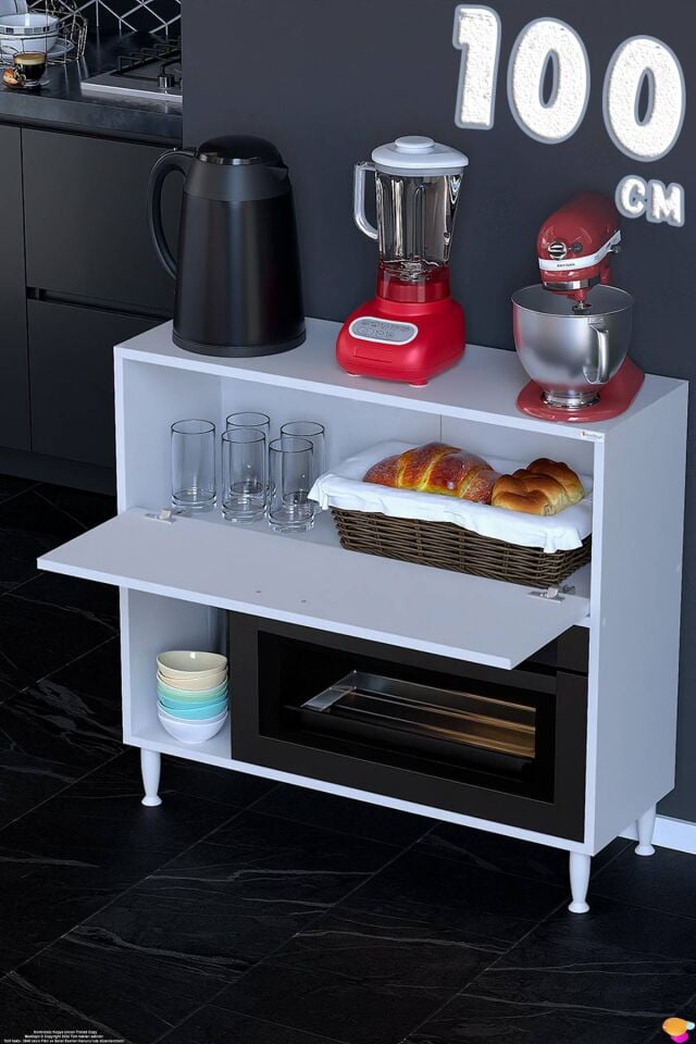 Nova Çok Amaçlı Mutfak Modülü 100x87x32 cm Fırın Dolabı Ekmeklik ve Mutfak Düzenleyici
