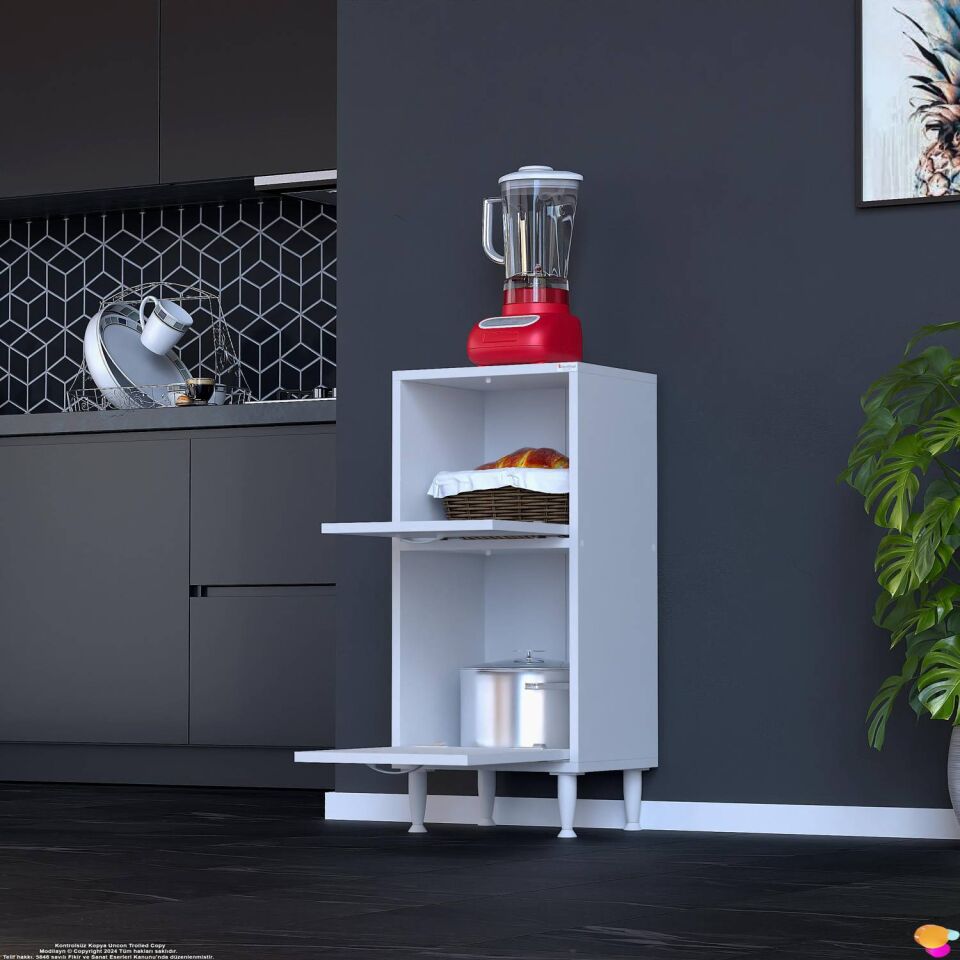 Gaye Çok Amaçlı 2 Kapaklı Dolap 35x87x32 cm Banyo Mutfak Çocuk Odası Düzenleyici Kiler