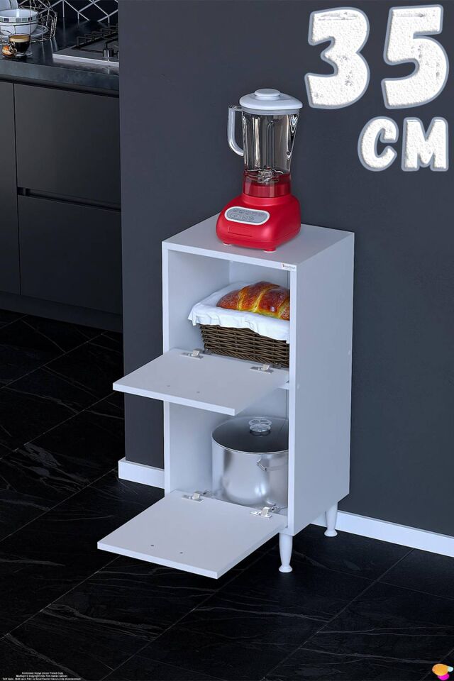 Gaye Çok Amaçlı 2 Kapaklı Dolap 35x87x32 cm Banyo Mutfak Çocuk Odası Düzenleyici Kiler