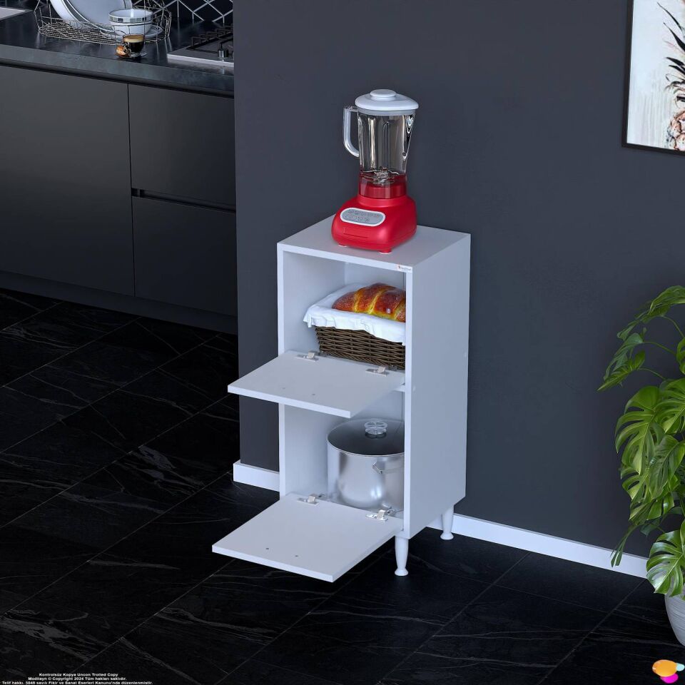 Gaye Çok Amaçlı 2 Kapaklı Dolap 40x87x32 cm Banyo Mutfak Çocuk Odası Düzenleyici Kiler