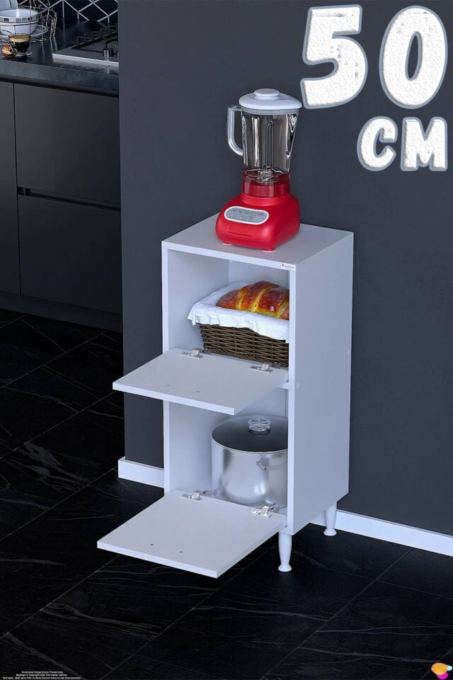 Gaye Çok Amaçlı 2 Kapaklı Dolap 50x87x32 cm Banyo Mutfak Çocuk Odası Düzenleyici Kiler