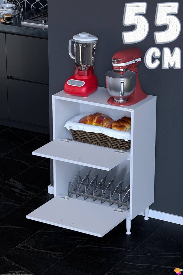 Gaye Çok Amaçlı 2 Kapaklı Dolap 55x87x32 cm Banyo Mutfak Çocuk Odası Düzenleyici Kiler
