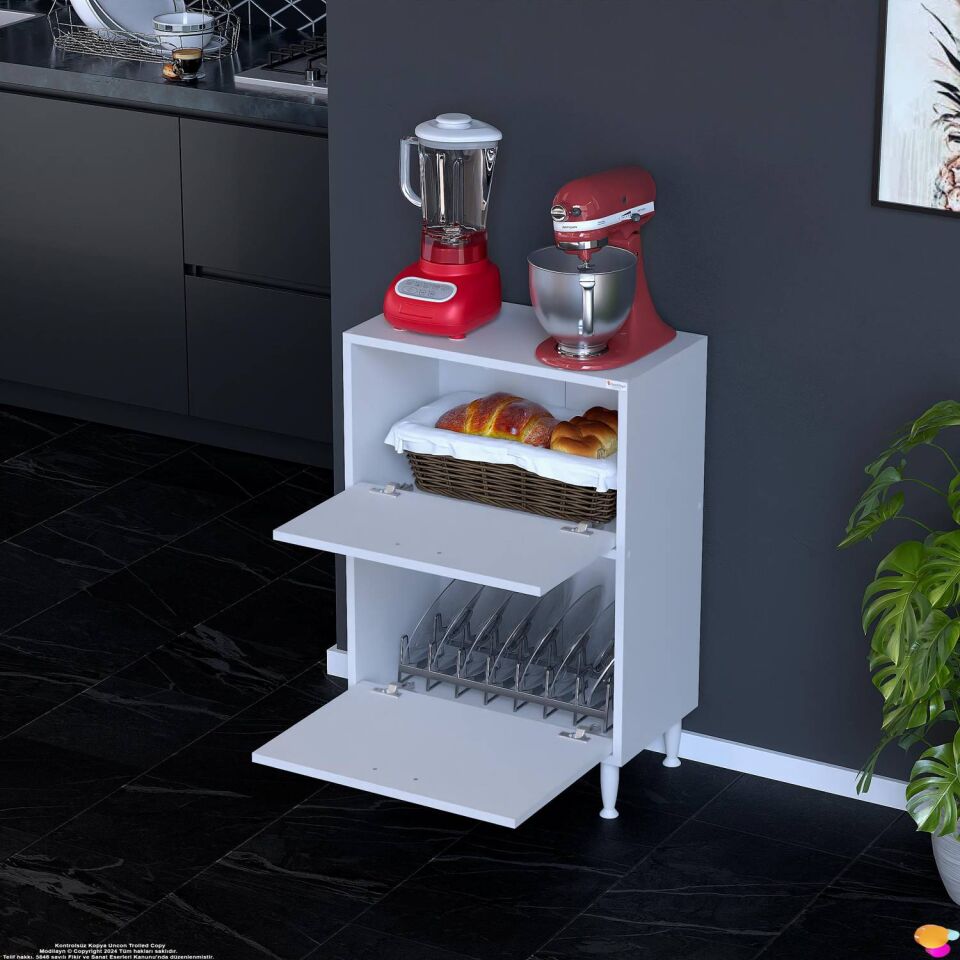 Gaye Çok Amaçlı 2 Kapaklı Dolap 60x87x32 cm Banyo Mutfak Çocuk Odası Düzenleyici Kiler