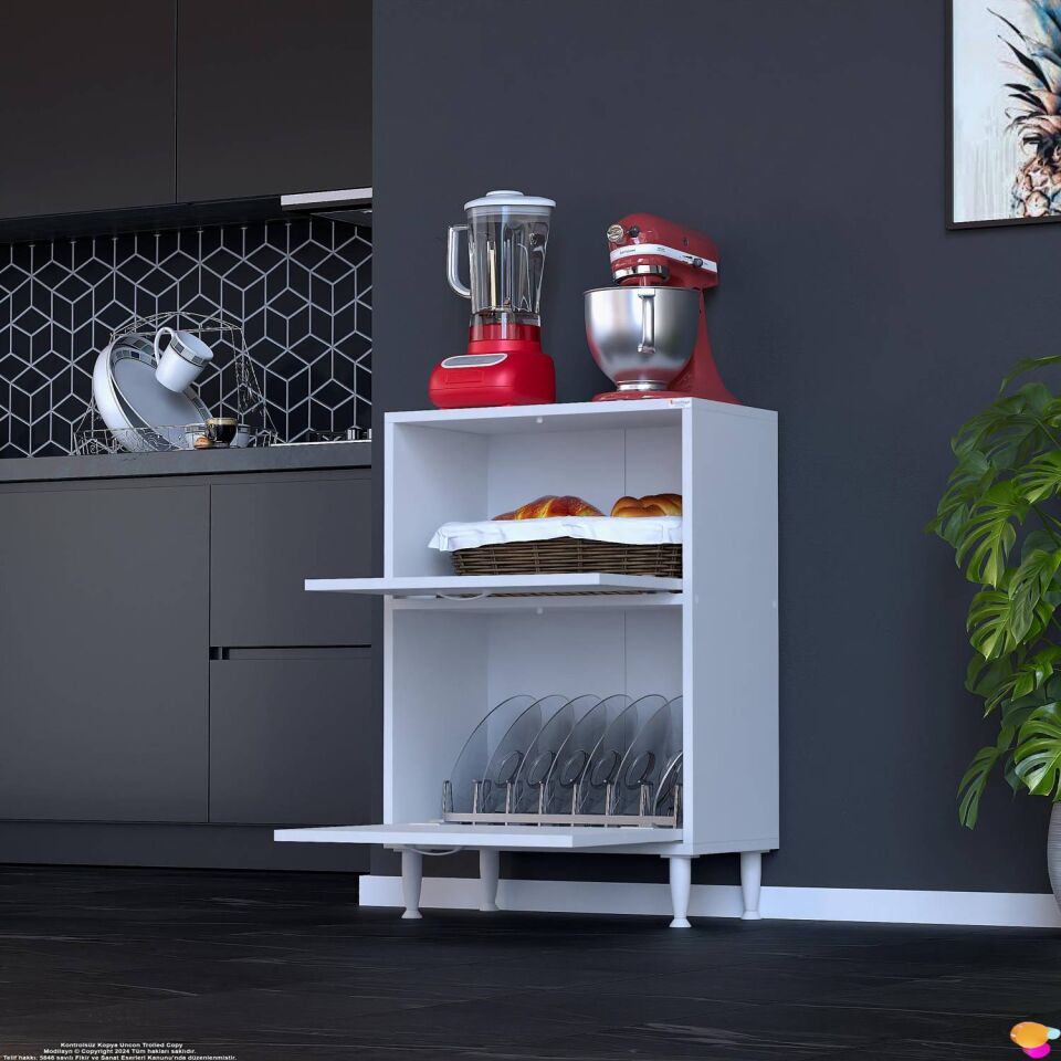 Gaye Çok Amaçlı 2 Kapaklı Dolap 65x87x32 cm Banyo Mutfak Çocuk Odası Düzenleyici Kiler