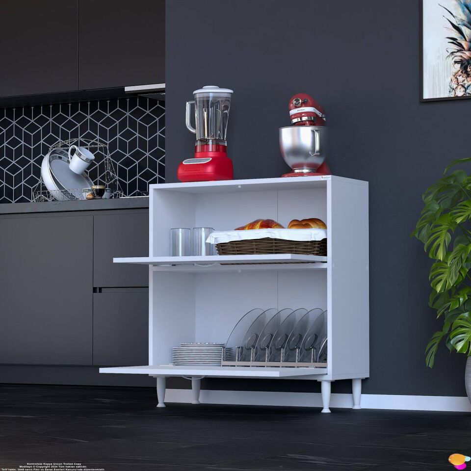 Gaye Çok Amaçlı 2 Kapaklı Dolap 80x87x32 cm Banyo Mutfak Çocuk Odası Düzenleyici Kiler