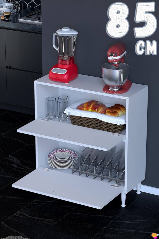 Gaye Çok Amaçlı 2 Kapaklı Dolap 85x87x32 cm Banyo Mutfak Çocuk Odası Düzenleyici Kiler