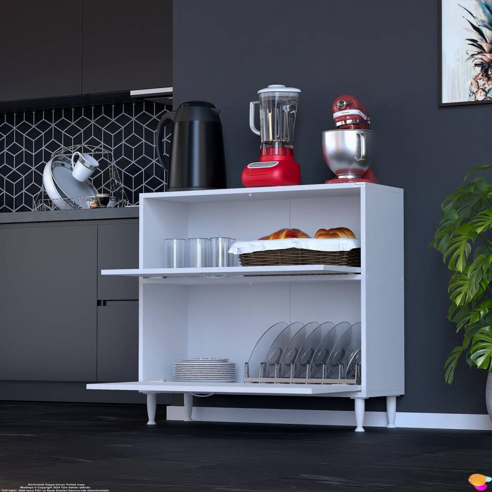 Gaye Çok Amaçlı 2 Kapaklı Dolap 90x87x32 cm Banyo Mutfak Çocuk Odası Düzenleyici Kiler