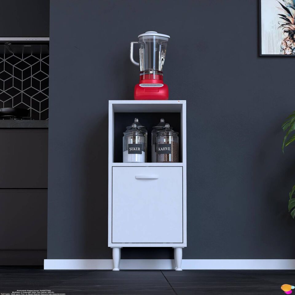 Lara 35 cm Çok Amaçlı Düzenleyici Mutfak Dolabı Mikrodalga Fırınlık Ekmeklik Kiler 40x87x32 cm Beyaz