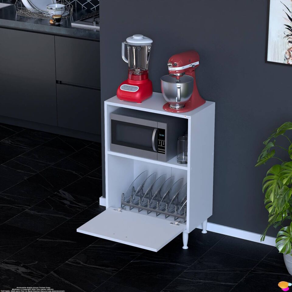 Lara 65 cm Çok Amaçlı Mikrodalga Dolabı Alttan Kapaklı Fırınlık Kiler Ekmeklik 65x87x32