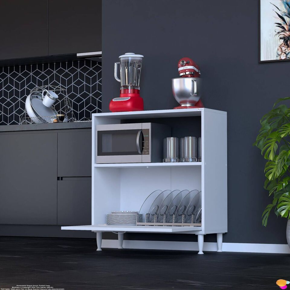 Lara 70 cm Çok Amaçlı Mikrodalga Dolabı Alttan Kapaklı Fırınlık Kiler Ekmeklik 70x87x32 cm